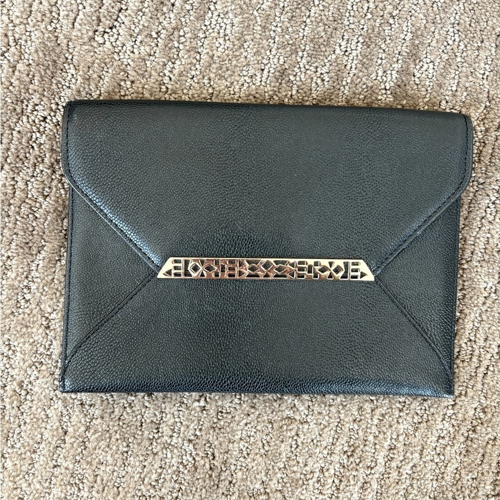 Stella & Dot Black Leather Clutch